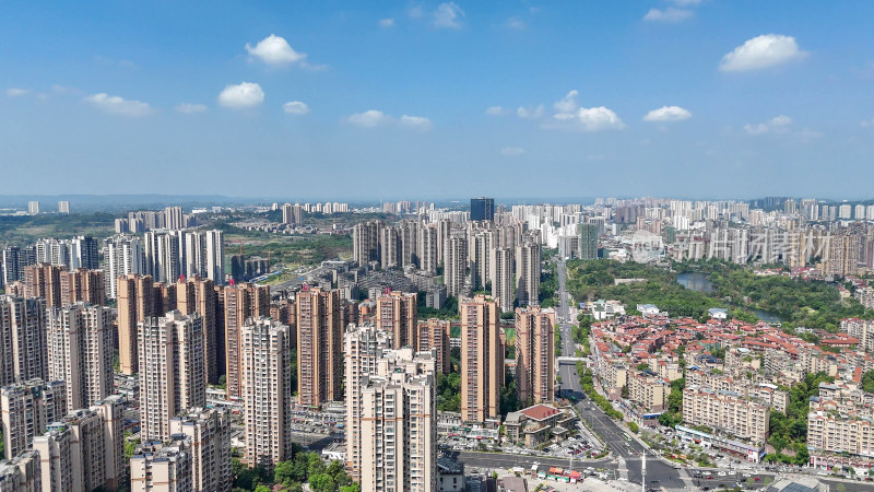 航拍四川自贡建设自贡城市风光