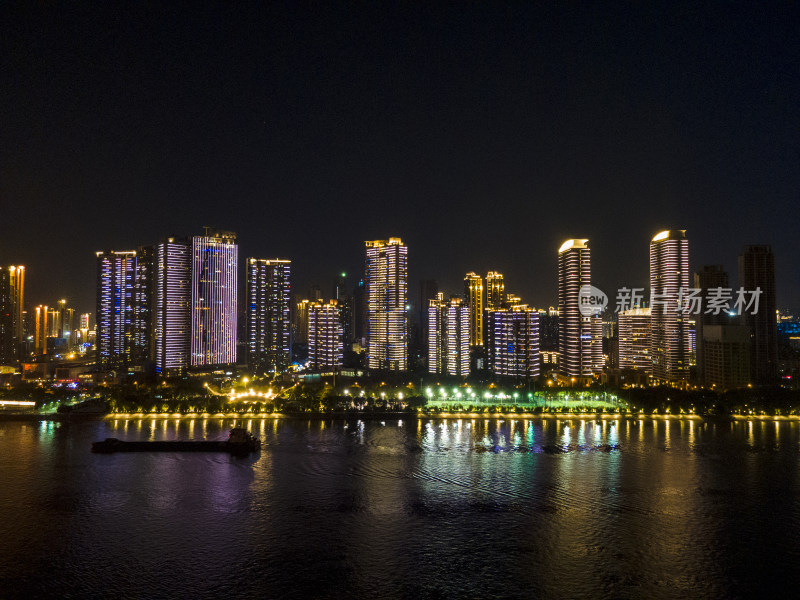 湖北武汉城市夜景灯光航拍图