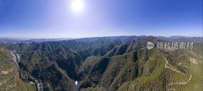 河南洛阳龙潭大峡谷全景航拍摄影配图