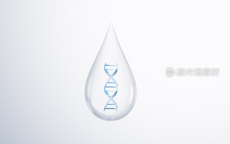 水滴内的DNA结构3D渲染