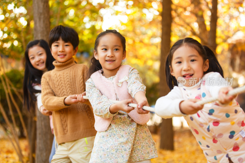 小学生在拔河比赛