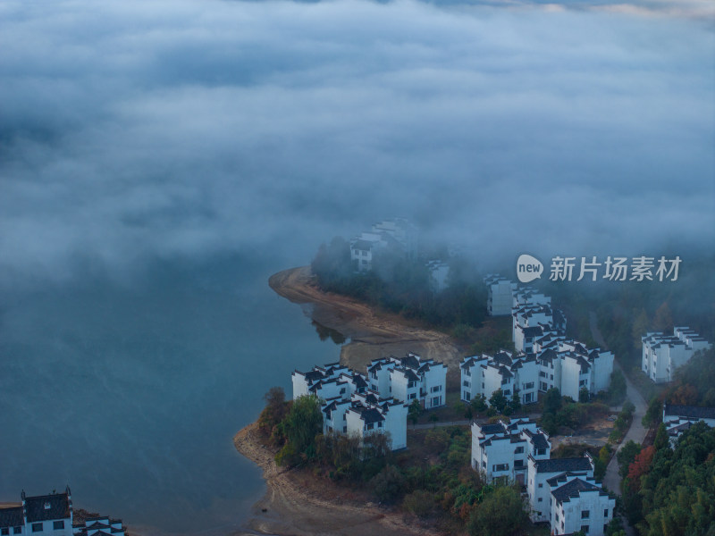 徽州黄山黟县皖南徽派建筑秋色奇墅湖仙境