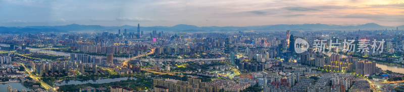 宁波城市江北湾头航拍夜景