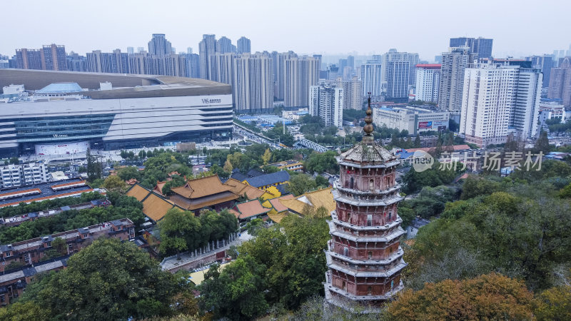 武汉武昌区宝通禅寺洪山宝塔航拍