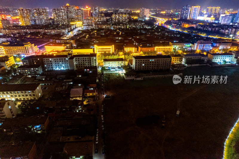 河北沧州城市夜景航拍