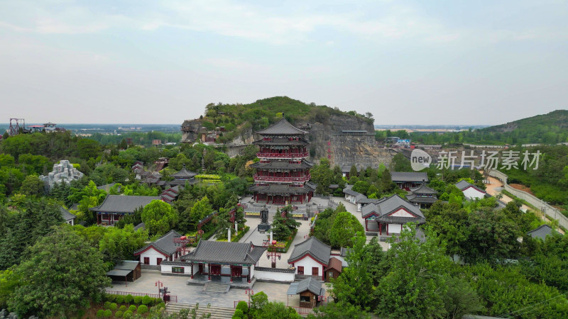 航拍河南商丘芒砀山旅游区夫子山景区