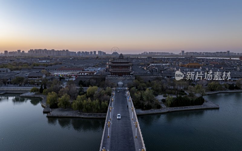 山东省聊城市东昌府区聊城古城航拍