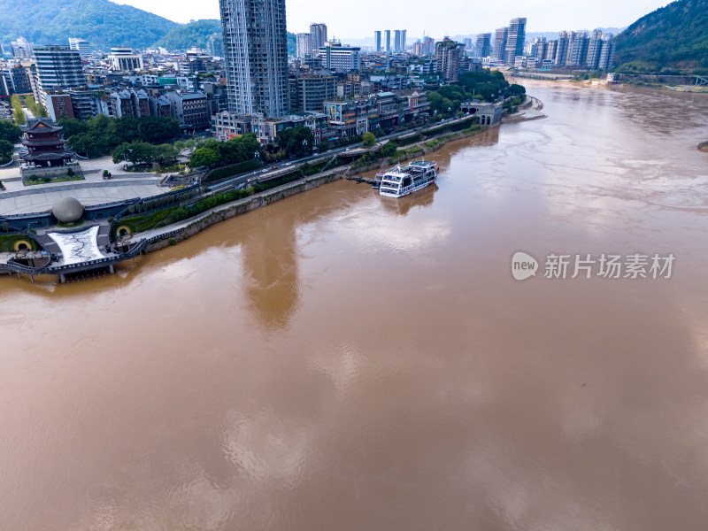 四川宜宾河流风光航拍图