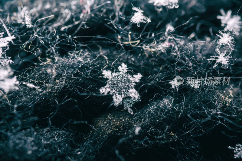 雪花结晶微距特写素材