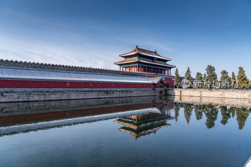 北京故宫神武门雪景