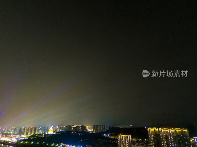 宝鸡渭河同盟大桥夜景航拍图