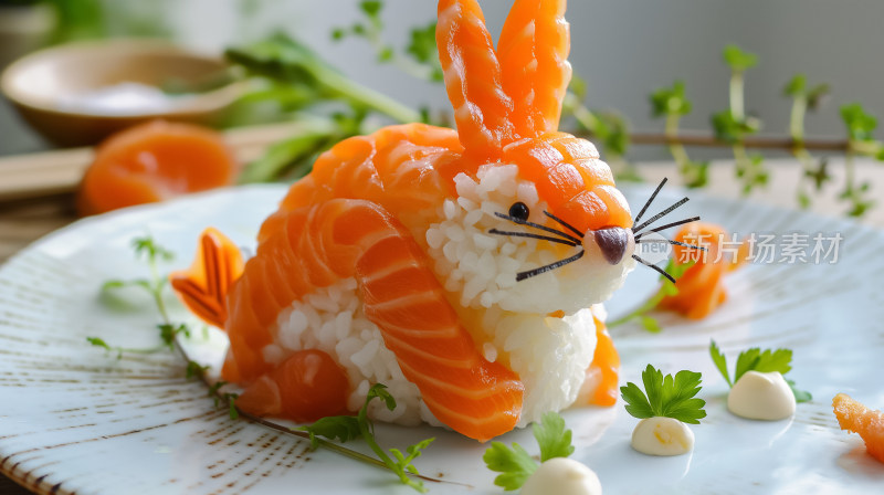寿司艺术造型兔，创意美食的视觉盛宴
