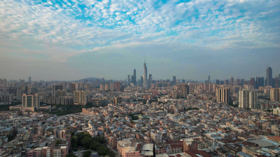 广州城市风光大景城中村航拍