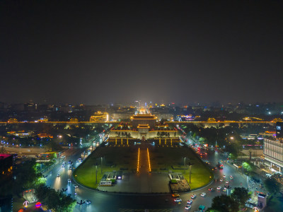 陕西西安永宁门夜景西安城墙夜景