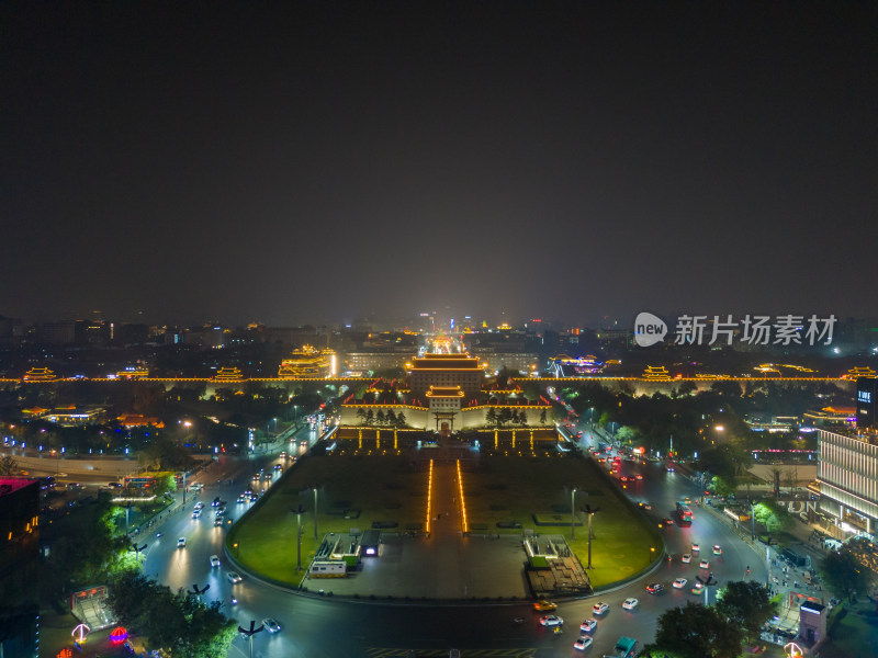 陕西西安永宁门夜景西安城墙夜景