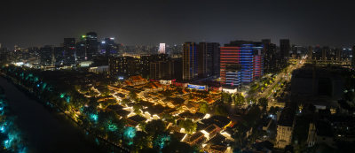 杭州拱墅区大兜路街区香积寺夜景