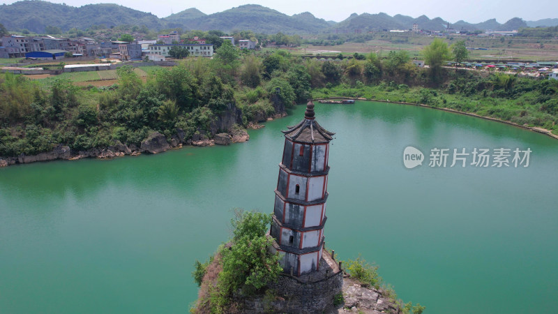 广西崇左左江斜塔4A景区航拍