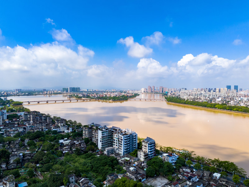 广东潮州韩江两岸航拍图