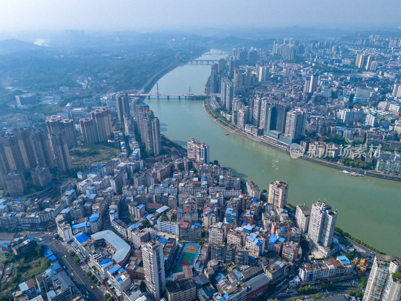 内江城市河流城市建设航拍图