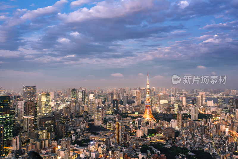 日本东京六本木之丘俯瞰东京市全景