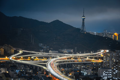 西宁城市夜景航拍