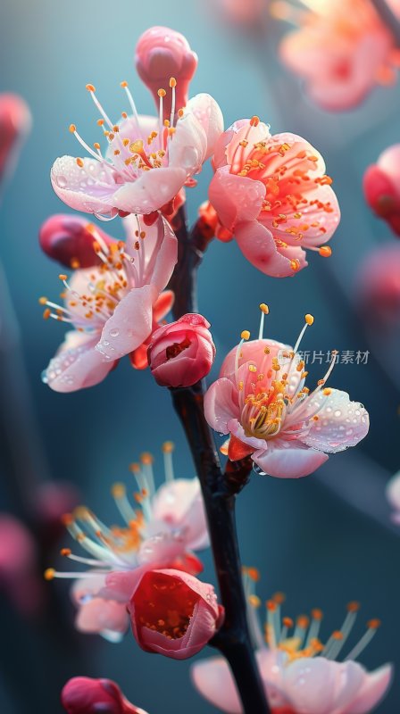 春日桃花盛开浪漫花朵清新花海背景