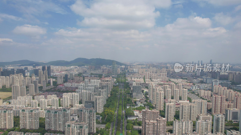 航拍江苏无锡蠡湖大道城市大景