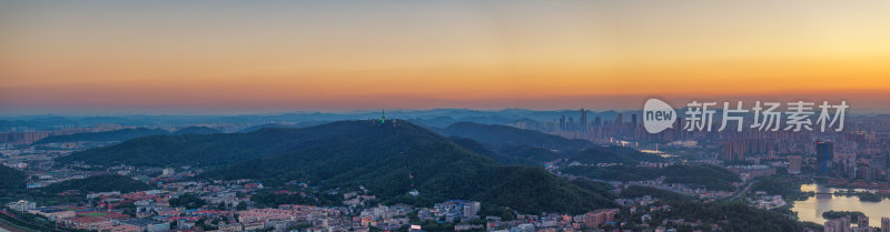 长沙日落河西岳麓区城市全景