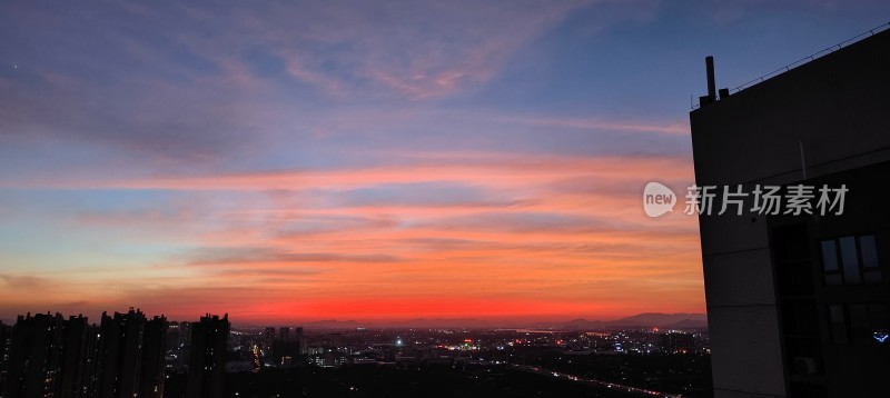 日落城市夕阳霞光