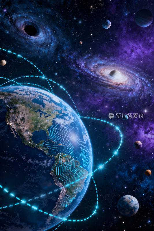 地球与宇宙星球科技场景