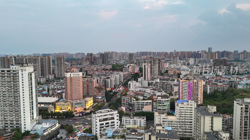 航拍四川自贡大景自贡城市建设