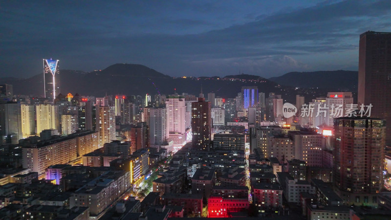 甘肃兰州夜景兰州城市夜景航拍