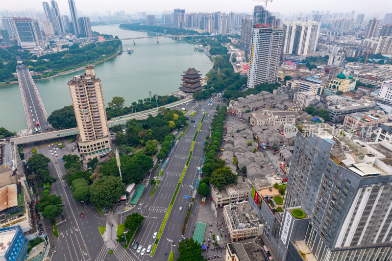 广西南宁城市风光高楼建筑航拍图