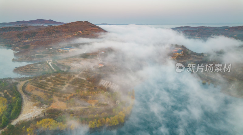 航拍视角山川云雾自然风景