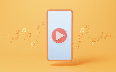 音符与手机3D渲染 音符与手机3D渲染