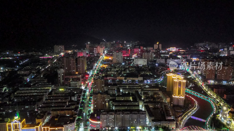 城市夜景万家灯火定西夜景航拍图