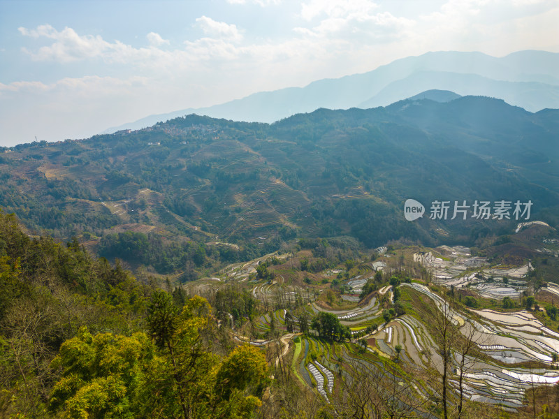 航拍红河州元阳梯田自然风光