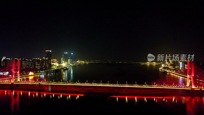 江西南昌八一大桥夜景航拍图