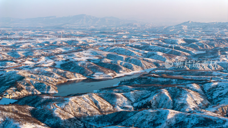 冬季雪后豫西丘陵山区自然风景航拍