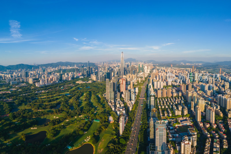 航拍广东深圳福田中心天际线全景 深圳地标