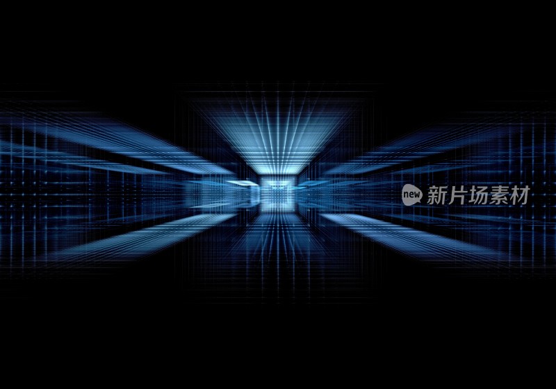科技感蓝色光线隧道背景