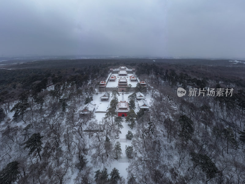 沈阳东陵公园冬季雪景航拍