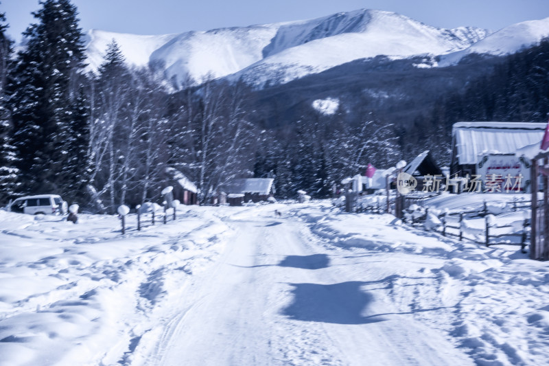 新疆阿勒泰白哈巴村冬季雪景