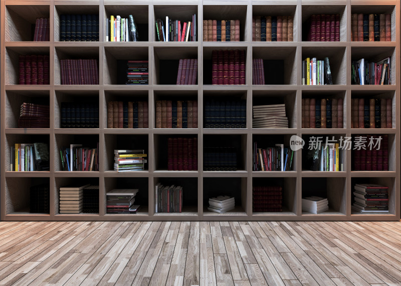 室内书架与木质地板场景