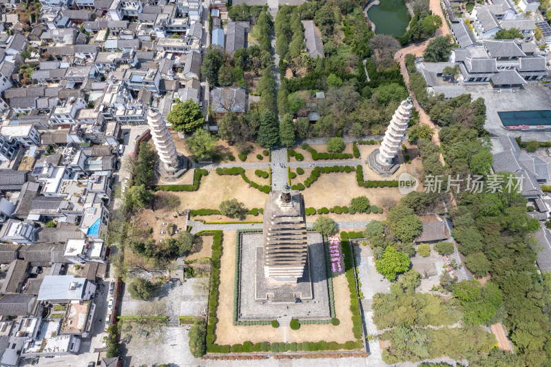 航拍云南大理崇圣寺三塔文化旅游区