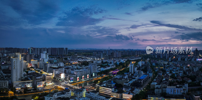 航拍昆山城市建筑风光夜景大景