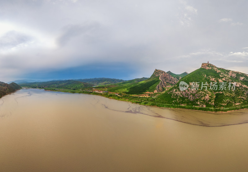 河北张家口赤城云州水库白河沿岸风光全景