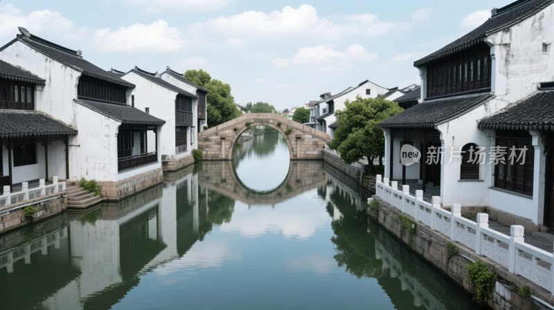 江南水乡古镇小桥流水人家旅游文化背景图