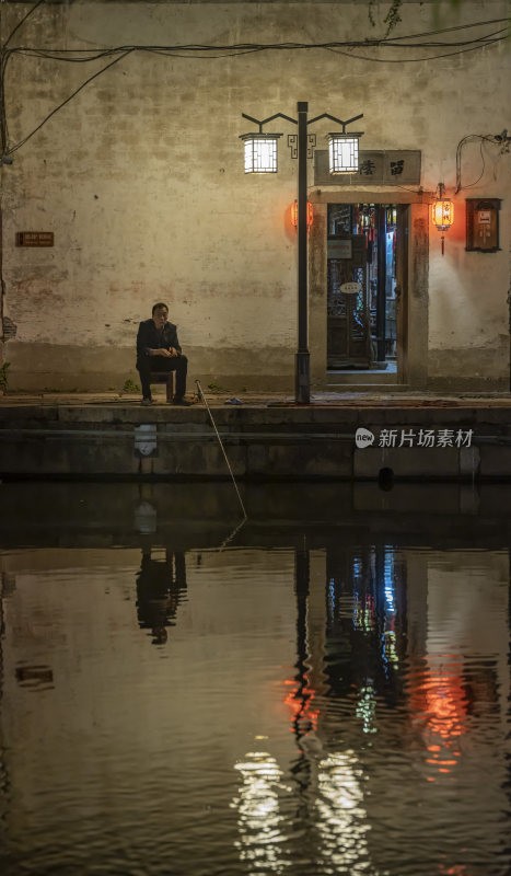 浙江湖州南浔古镇水乡百间楼夜景