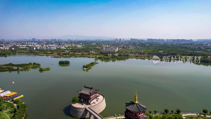 航拍河南洛阳洛阳八小景瀍壑朱樱景区